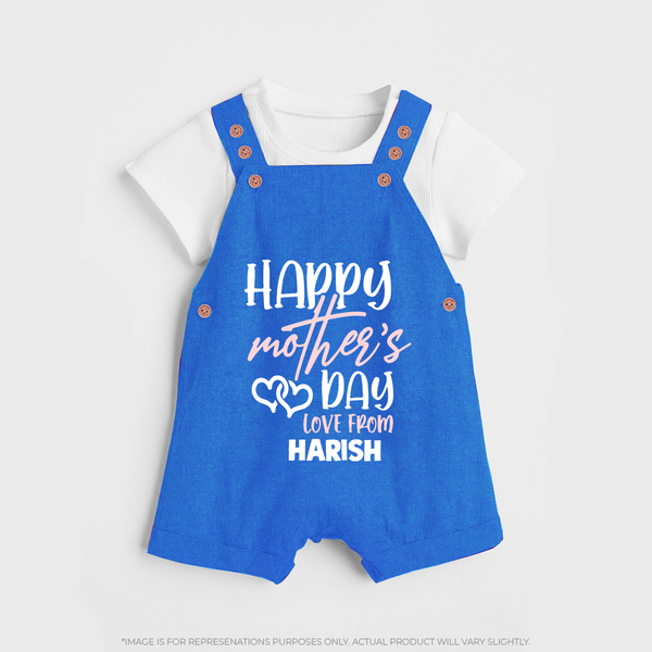 Happy Mother's Day - Celebration With Our Customized Dungaree Set With Name - COBALT BLUE - 0 - 5 Months Old (Chest 18")