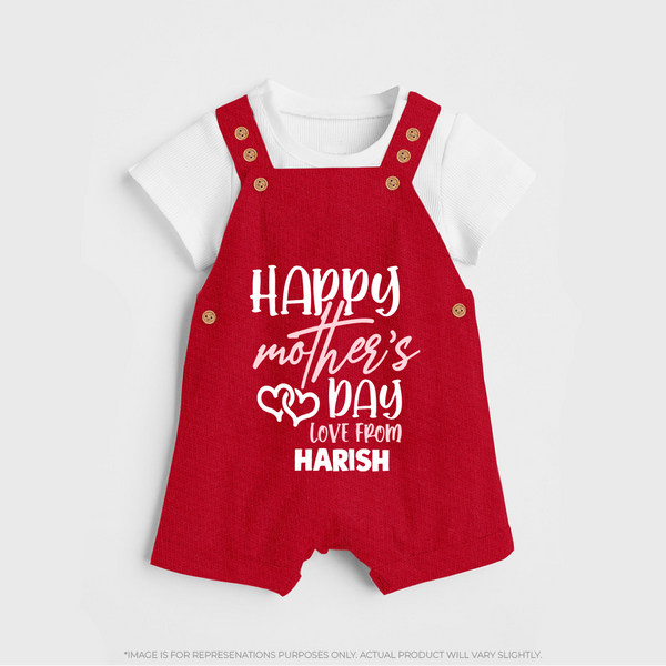 Happy Mother's Day - Celebration With Our Customized Dungaree Set With Name - RED - 0 - 5 Months Old (Chest 18")