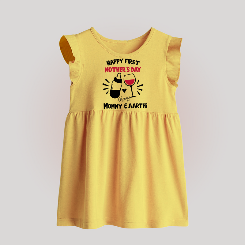 Happy Mother's Day - A Day of Joy & Blessings With Our Customized Baby Frock With Name - YELLOW - 0 - 3 Months Old (Chest 17")