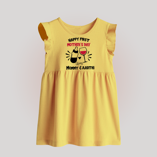 Happy Mother's Day - A Day of Joy & Blessings With Our Customized Baby Frock With Name - YELLOW - 0 - 3 Months Old (Chest 17")