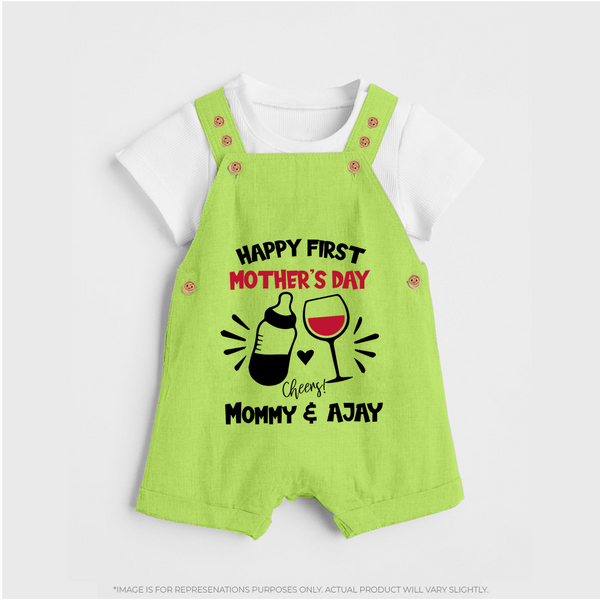 Happy Mother's Day - A Day of Joy & Blessings With Our Customized Dungaree Set With Name - GREEN - 0 - 5 Months Old (Chest 18")