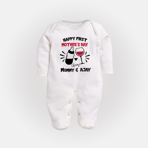Happy Mother's Day - A Day of Joy & Blessings With Our Customized Sleep Suit With Name - WHITE - New Born (Chest 7.5")