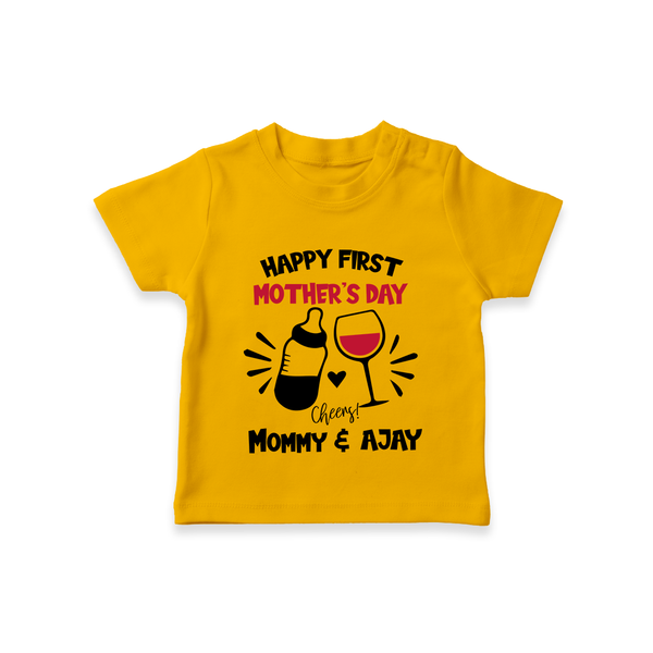 Happy Mother's Day - A Day of Joy & Blessings With Our Customized Tshirt With Name - CHROME YELLOW - 0-5 Months Old (Chest 17")