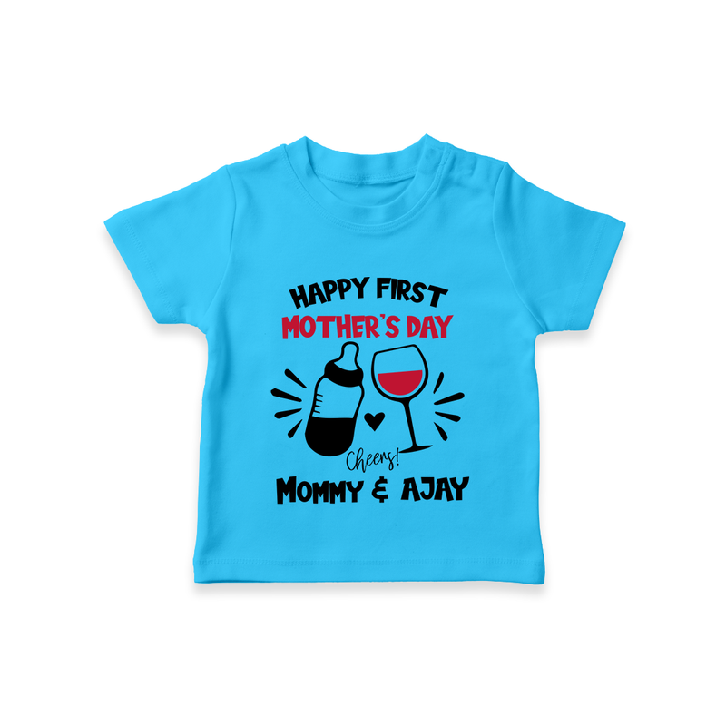 Happy Mother's Day - A Day of Joy & Blessings With Our Customized Tshirt With Name - SKY BLUE - 0-5 Months Old (Chest 17")