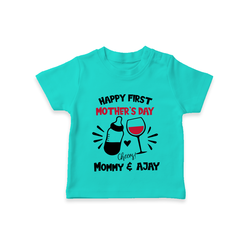 Happy Mother's Day - A Day of Joy & Blessings With Our Customized Tshirt With Name - TEAL - 0-5 Months Old (Chest 17")
