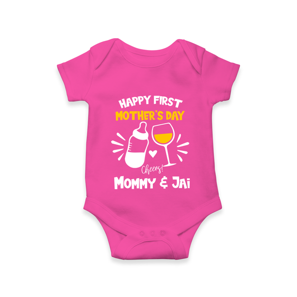 Happy Mother's Day - A Day of Joy & Blessings With Our Customized Romper With Name - HOT PINK - 0 - 3 Months Old (Chest 16")