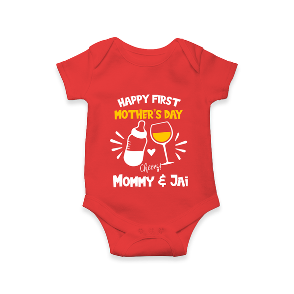 Happy Mother's Day - A Day of Joy & Blessings With Our Customized Romper With Name - RED - 0 - 3 Months Old (Chest 16")