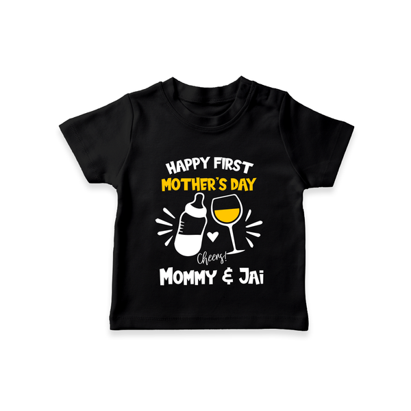 Happy Mother's Day - A Day of Joy & Blessings With Our Customized Tshirt With Name - BLACK - 0-5 Months Old (Chest 17")