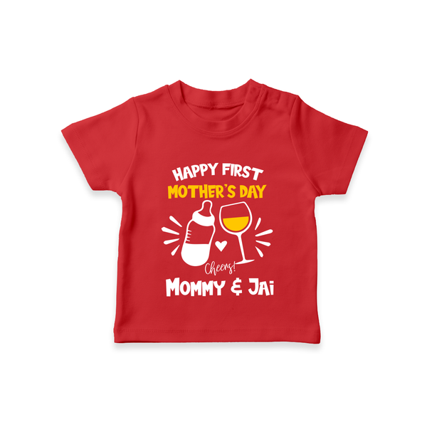 Happy Mother's Day - A Day of Joy & Blessings With Our Customized Tshirt With Name - RED - 0-5 Months Old (Chest 17")