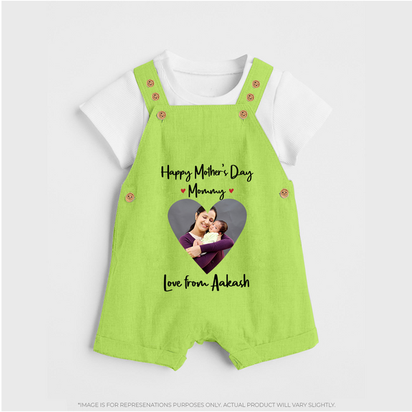 Happy Mother's Day - In Traditional Style With Our Customized Dungaree Set With Name - GREEN - 0 - 5 Months Old (Chest 18")