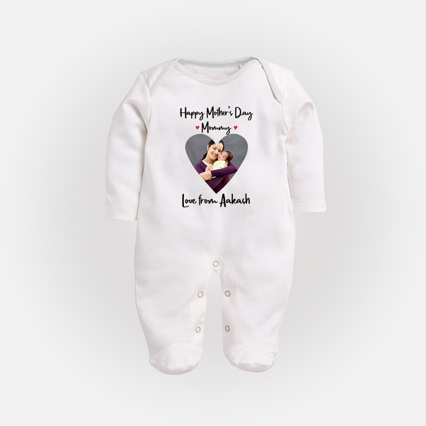 Happy Mother's Day - In Traditional Style With Our Customized Sleep Suit With Name - WHITE - New Born (Chest 7.5")