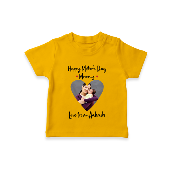 Happy Mother's Day - In Traditional Style With Our Customized Tshirt With Name - CHROME YELLOW - 0-5 Months Old (Chest 17")