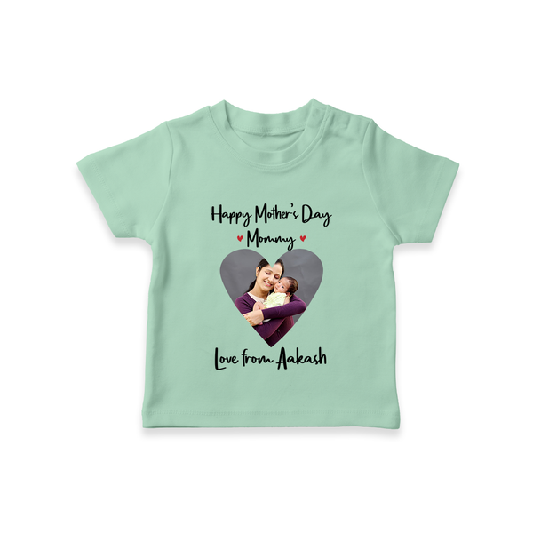 Happy Mother's Day - In Traditional Style With Our Customized Tshirt With Name - MINT GREEN - 0-5 Months Old (Chest 17")