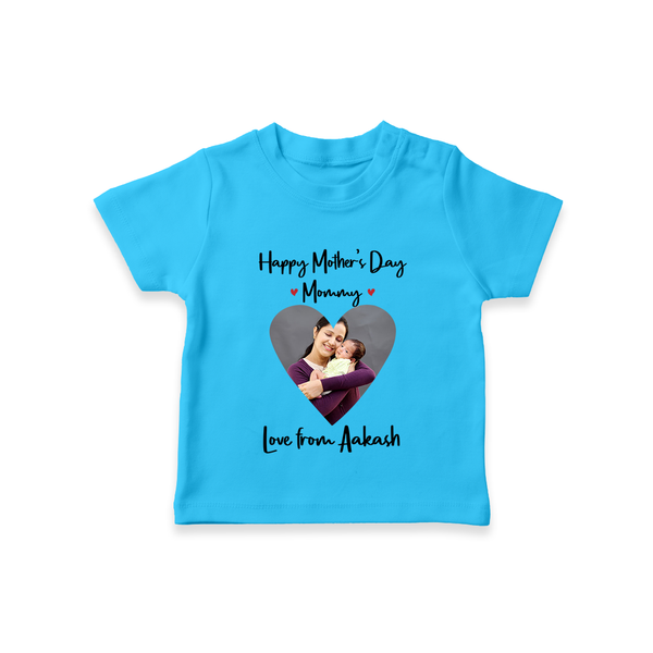Happy Mother's Day - In Traditional Style With Our Customized Tshirt With Name - SKY BLUE - 0-5 Months Old (Chest 17")