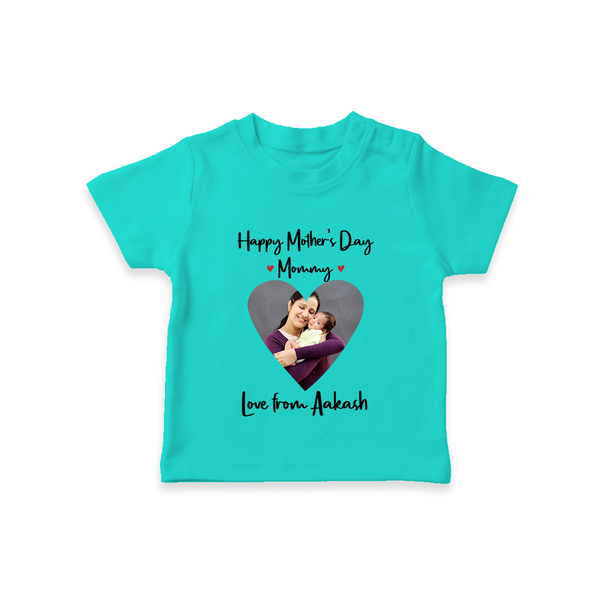 Happy Mother's Day - In Traditional Style With Our Customized Tshirt With Name - TEAL - 0-5 Months Old (Chest 17")