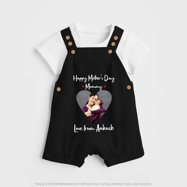Happy Mother's Day - In Traditional Style With Our Customized Dungaree Set With Name - BLACK - 0 - 5 Months Old (Chest 18")