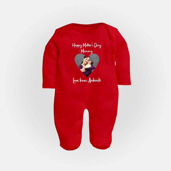 Happy Mother's Day - In Traditional Style With Our Customized Sleep Suit With Name - RED - New Born (Chest 7.5")