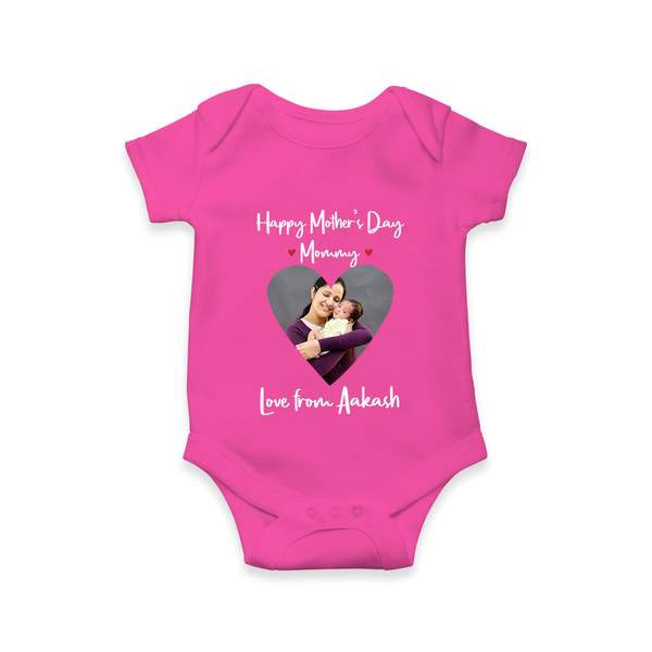 Happy Mother's Day - In Traditional Style With Our Customized Romper With Name - HOT PINK - 0 - 3 Months Old (Chest 16")