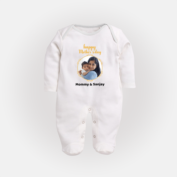 Happy Mother's Day - A New Beginning With Our Customized Sleep Suit With Name - WHITE - New Born (Chest 7.5")