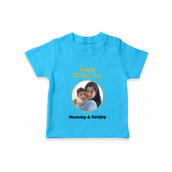 Happy Mother's Day - A New Beginning With Our Customized Tshirt With Name - SKY BLUE - 0-5 Months Old (Chest 17")