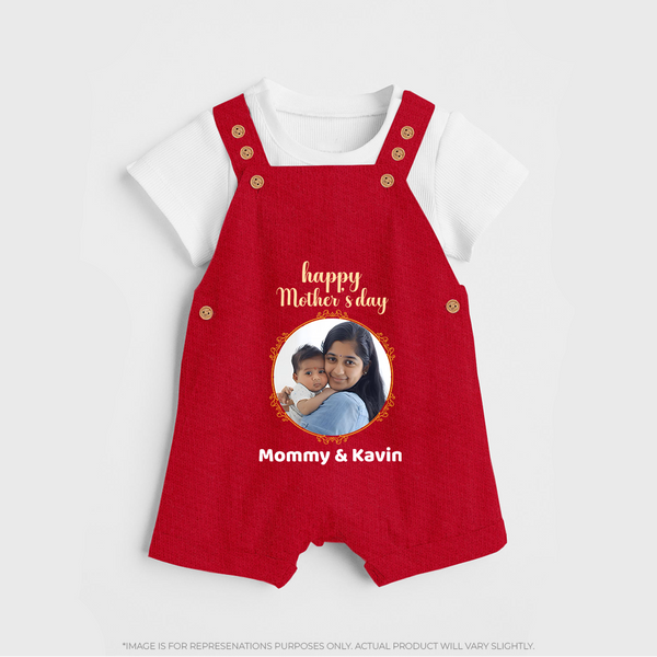 Happy Mother's Day - A New Beginning With Our Customized Dungaree Set With Name - RED - 0 - 5 Months Old (Chest 18")