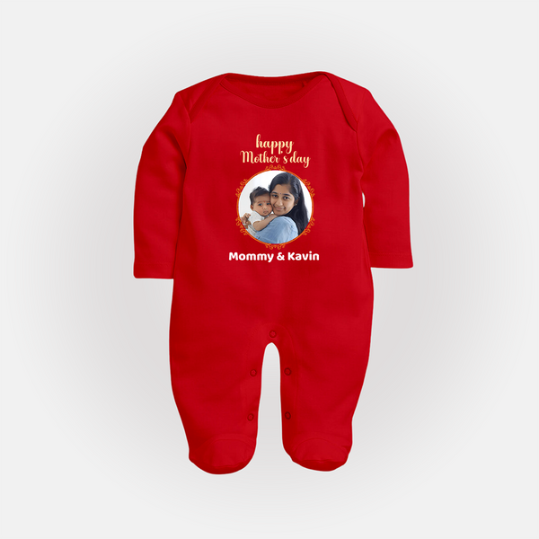 Happy Mother's Day - A New Beginning With Our Customized Sleep Suit With Name - RED - New Born (Chest 7.5")