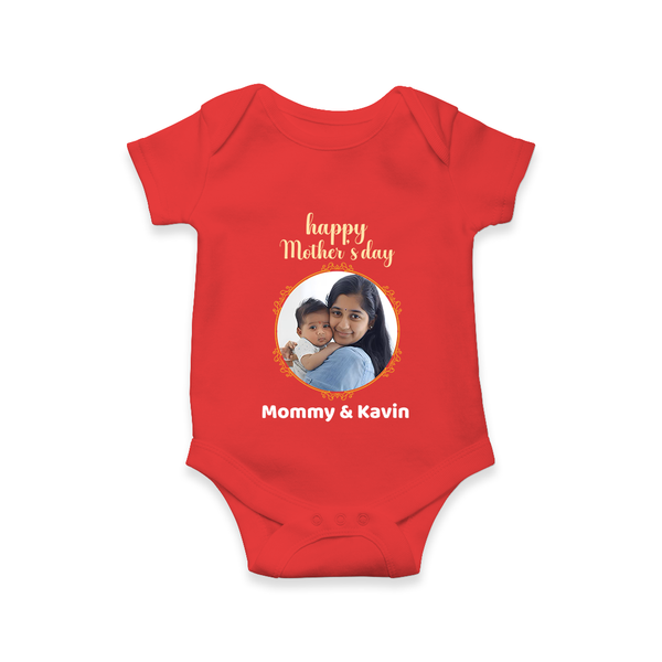 Happy Mother's Day - A New Beginning With Our Customized Romper With Name - RED - 0 - 3 Months Old (Chest 16")