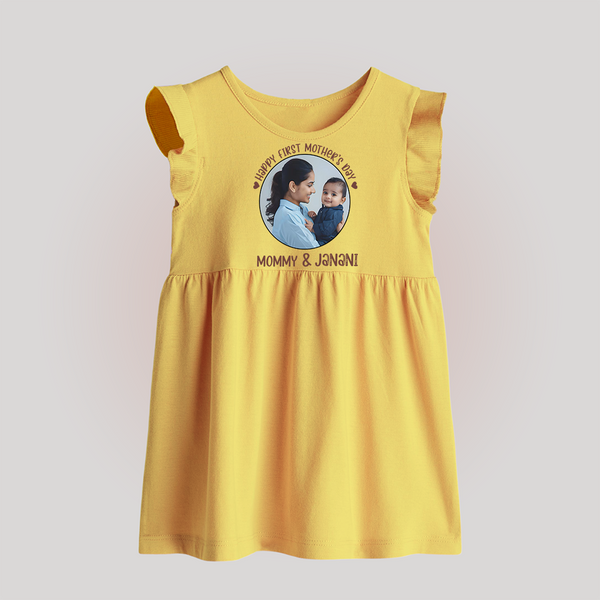 Happy Mother's Day - Mom's Little Joy With Our Customized Baby Frock With Name - YELLOW - 0 - 3 Months Old (Chest 17")