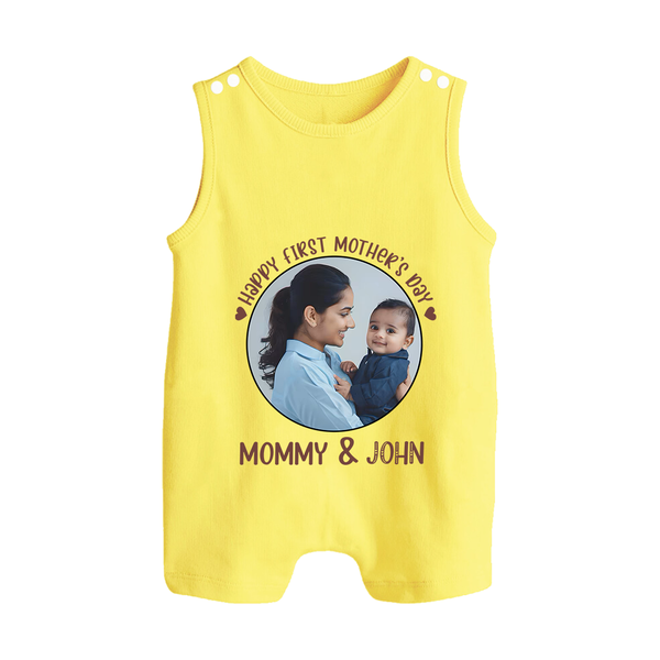 Happy Mother's Day - Mom's Little Joy With Our Customized Romper Suit With Name - PASTEL YELLOW - 0 - 5 Months Old (Chest 18")