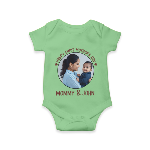 Happy Mother's Day - Mom's Little Joy With Our Customized Romper With Name - GREEN - 0 - 3 Months Old (Chest 16")