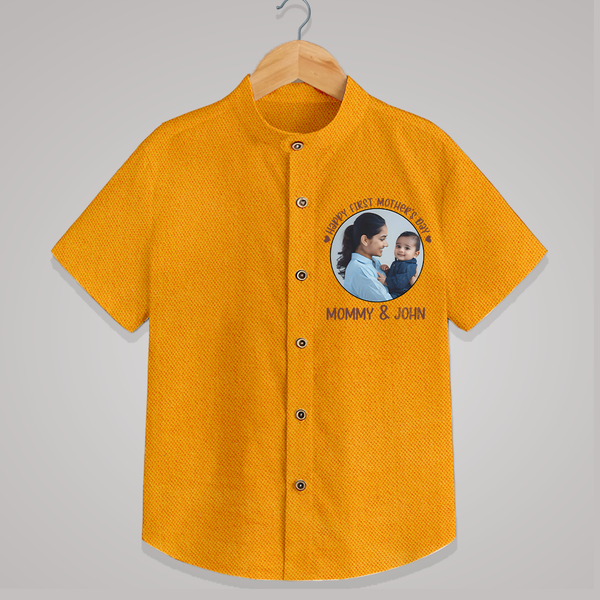 Happy Mother's Day - Mom's Little Joy With Our Customized Shirt With Name - CHROME YELLOW - 0 - 6 Months Old (Chest 23")