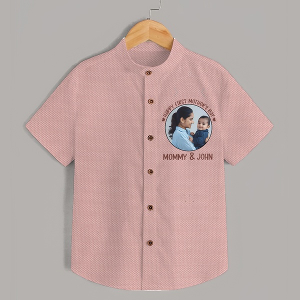 Happy Mother's Day - Mom's Little Joy With Our Customized Shirt With Name - PEACH - 0 - 6 Months Old (Chest 23")