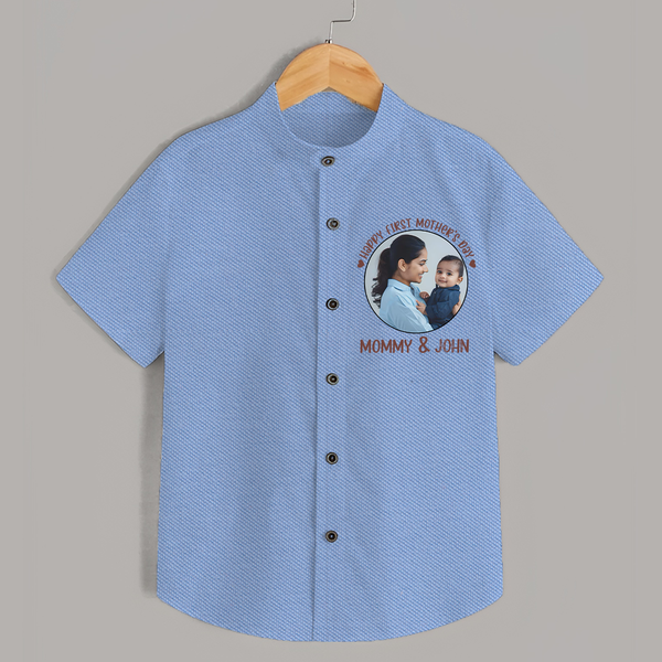 Happy Mother's Day - Mom's Little Joy With Our Customized Shirt With Name - SKY BLUE - 0 - 6 Months Old (Chest 23")