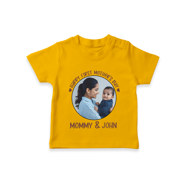 Happy Mother's Day - Mom's Little Joy With Our Customized Tshirt With Name - CHROME YELLOW - 0-5 Months Old (Chest 17")