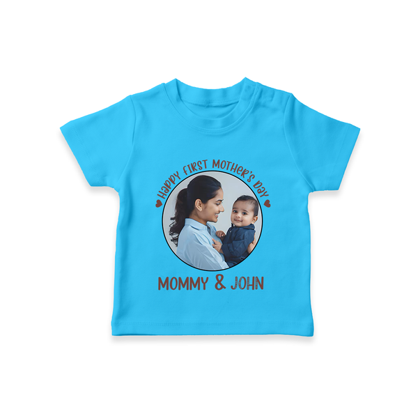 Happy Mother's Day - Mom's Little Joy With Our Customized Tshirt With Name - SKY BLUE - 0-5 Months Old (Chest 17")