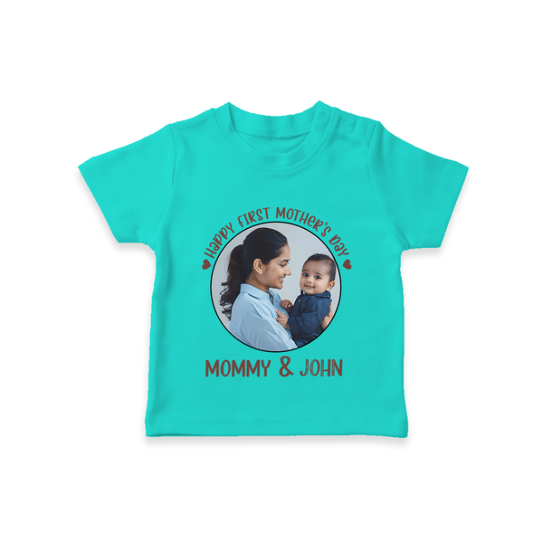 Happy Mother's Day - Mom's Little Joy With Our Customized Tshirt With Name - TEAL - 0-5 Months Old (Chest 17")
