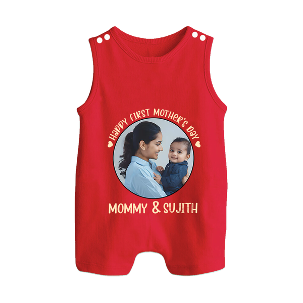 Happy Mother's Day - Mom's Little Joy With Our Customized Romper Suit With Name - RED - 0 - 5 Months Old (Chest 18")