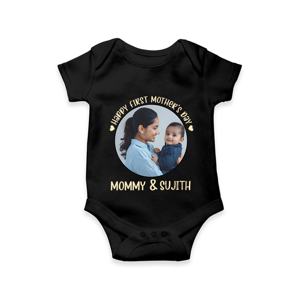 Happy Mother's Day - Mom's Little Joy With Our Customized Romper With Name - BLACK - 0 - 3 Months Old (Chest 16")