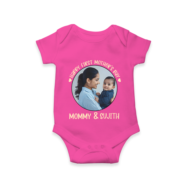 Happy Mother's Day - Mom's Little Joy With Our Customized Romper With Name - HOT PINK - 0 - 3 Months Old (Chest 16")