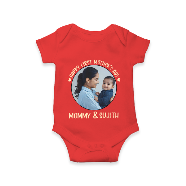 Happy Mother's Day - Mom's Little Joy With Our Customized Romper With Name - RED - 0 - 3 Months Old (Chest 16")