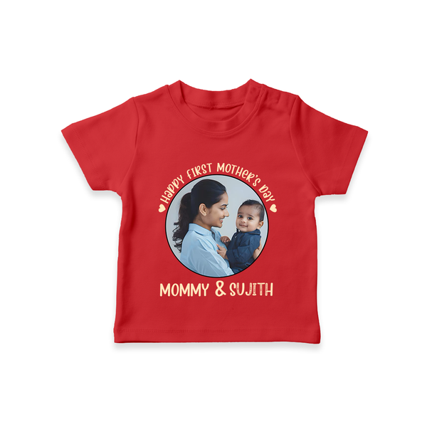 Happy Mother's Day - Mom's Little Joy With Our Customized Tshirt With Name - RED - 0-5 Months Old (Chest 17")