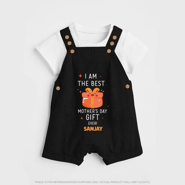 Happy Mother's Day - A Sweet Memory With Our Customized Dungaree Set With Name - BLACK - 0 - 5 Months Old (Chest 18")