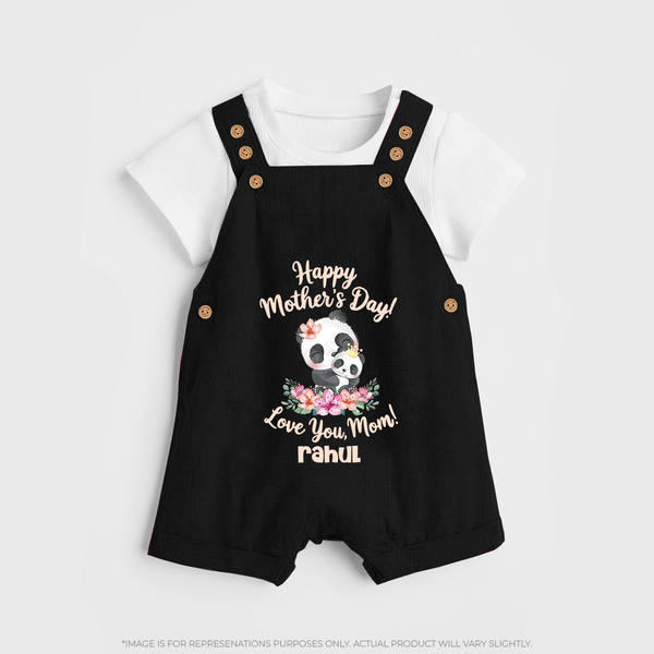 Happy Mother's Day - A Bond Like No Other With Our Customized Dungaree Set With Name - BLACK - 0 - 5 Months Old (Chest 18")