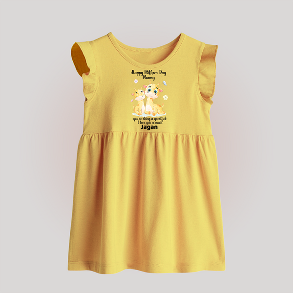 Happy Mother's Day - Full of Love & Warmth With Our Customized Baby Frock With Name - YELLOW - 0 - 3 Months Old (Chest 17")