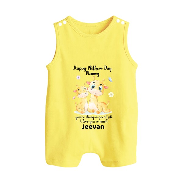 Happy Mother's Day - Full of Love & Warmth With Our Customized Romper Suit With Name - PASTEL YELLOW - 0 - 5 Months Old (Chest 18")