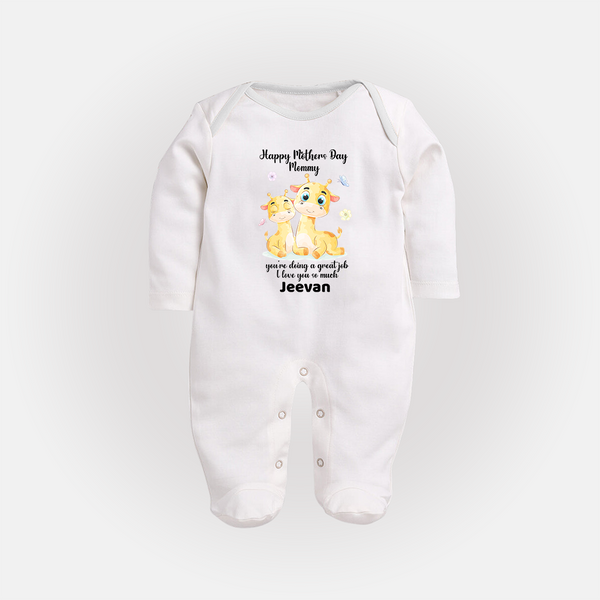 Happy Mother's Day - Full of Love & Warmth With Our Customized Sleep Suit With Name - WHITE - New Born (Chest 7.5")