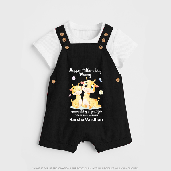 Happy Mother's Day - Full of Love & Warmth With Our Customized Dungaree Set With Name - BLACK - 0 - 5 Months Old (Chest 18")