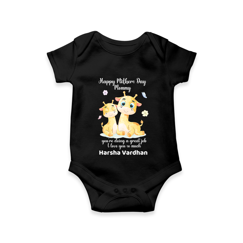 Happy Mother's Day - Full of Love & Warmth With Our Customized Romper With Name - BLACK - 0 - 3 Months Old (Chest 16")