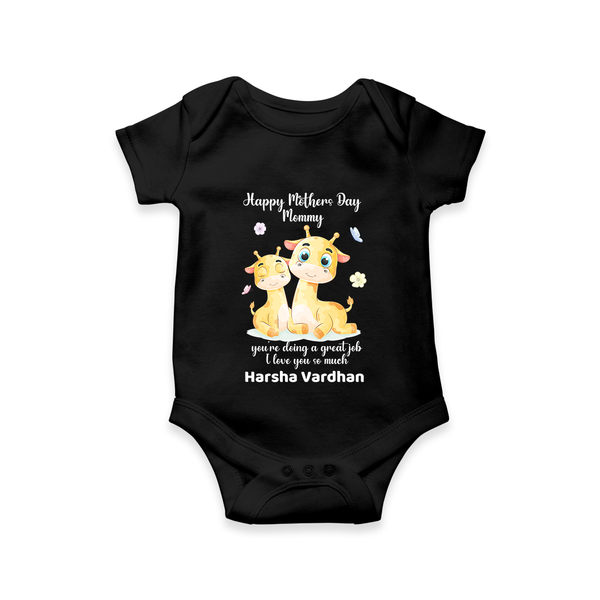 Happy Mother's Day - Full of Love & Warmth With Our Customized Romper With Name - BLACK - 0 - 3 Months Old (Chest 16")
