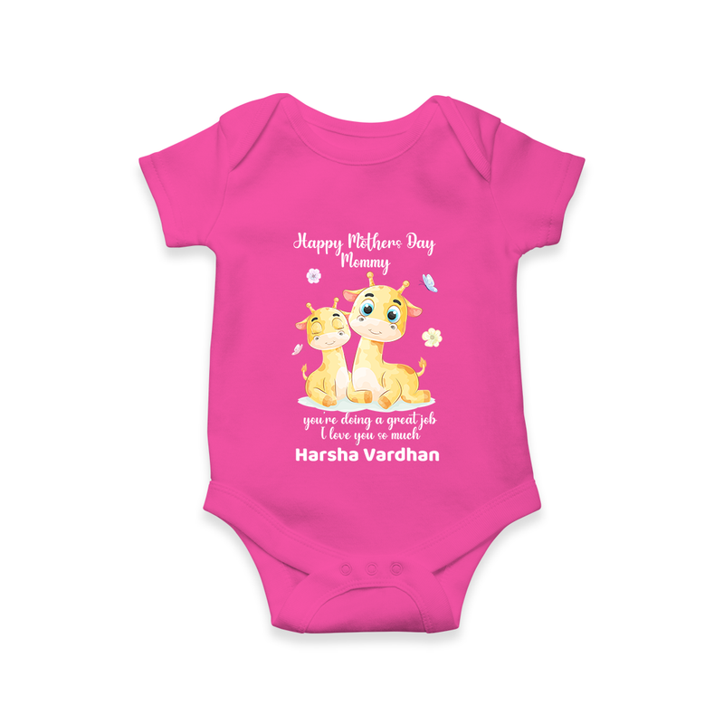 Happy Mother's Day - Full of Love & Warmth With Our Customized Romper With Name - HOT PINK - 0 - 3 Months Old (Chest 16")